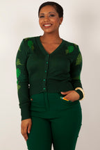 Marian Cardigan, Green Leaf print image 0