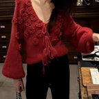 Rosie Knit  Cardigan, Burgundy image 4
