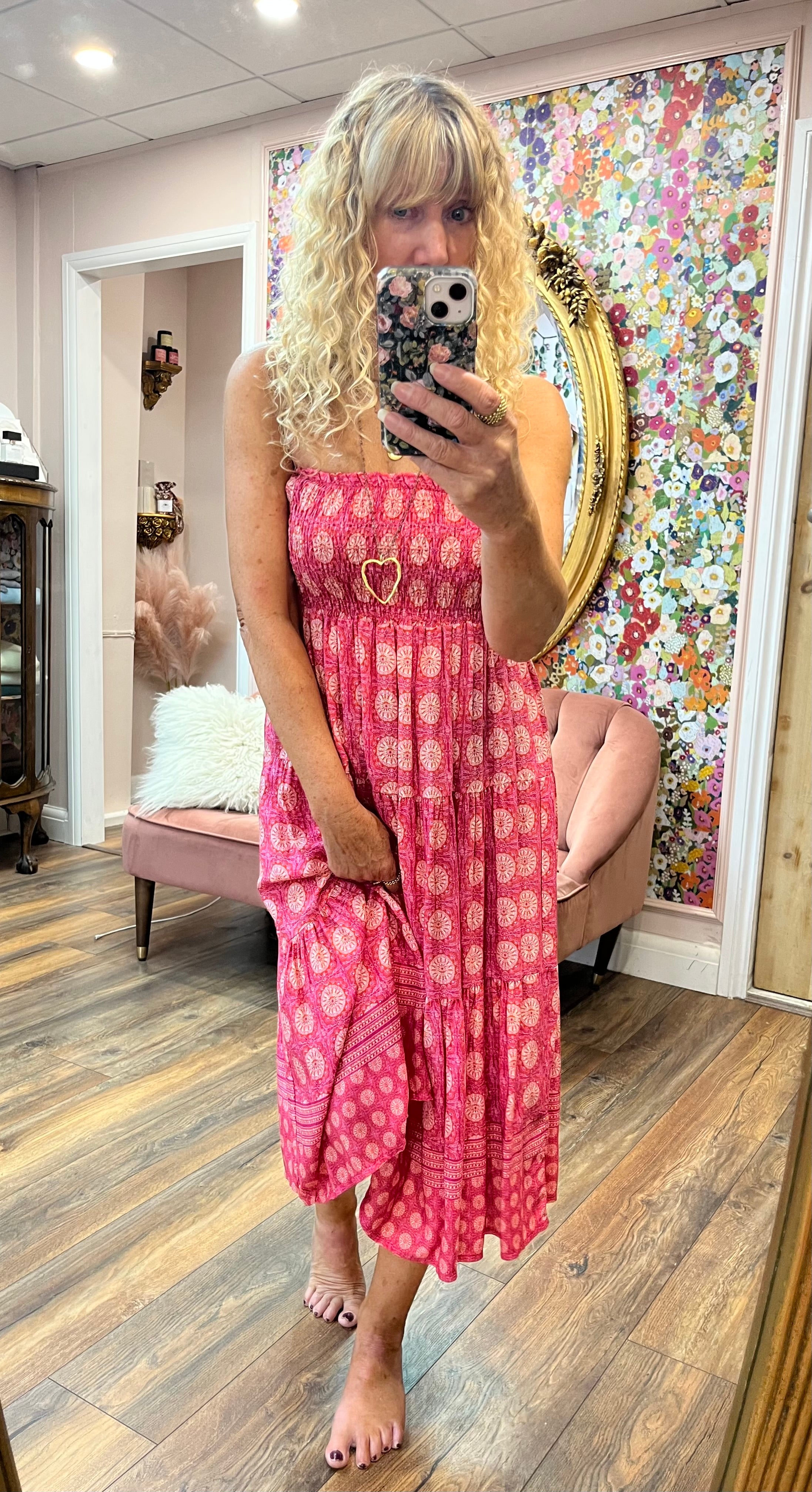 Gaynor Viscose Skirt Dress, Pink