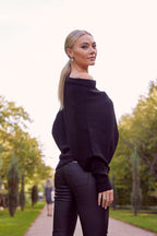 Asymmetric Knit, Black image 1