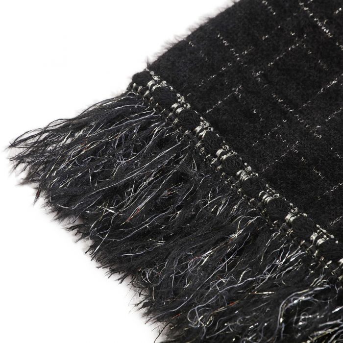 Classic Tweed Fringed Cardigan, Black image 7