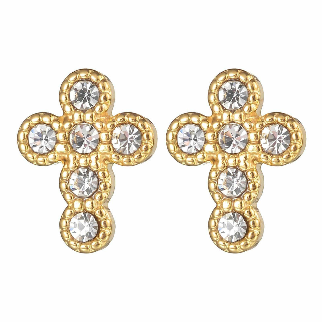 Gold-Plated Cross Stud Earrings image 0