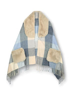 Apollo Faux Fur Trim Poncho, Navy image 1