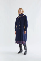 Crochet Detail Coat, Navy