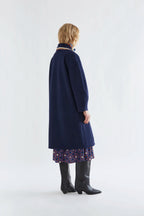 Crochet Detail Coat, Navy