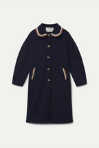 Crochet Detail Coat, Navy
