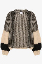 Liana Knit Cardigan, Cream & Black image 4