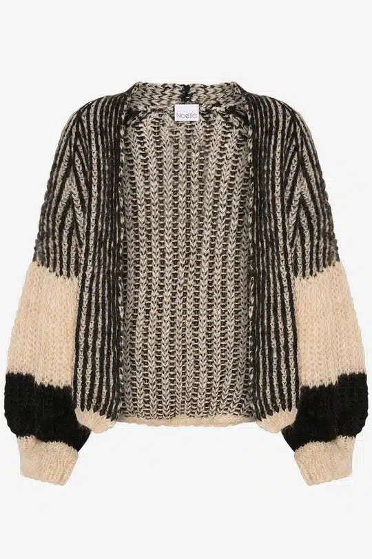 Liana Knit Cardigan, Cream & Black image 4