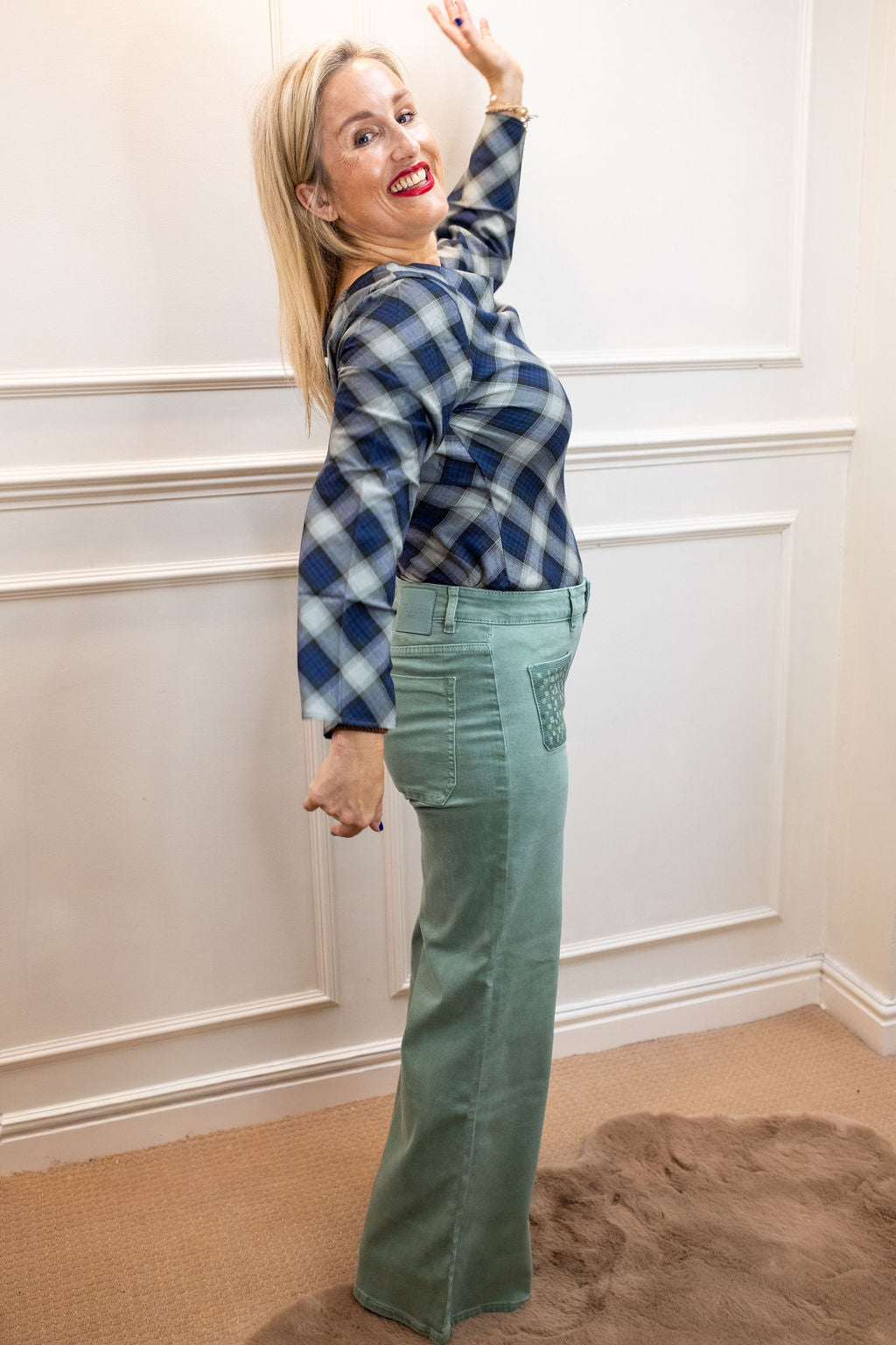 Minna Wide Leg Jeans, Sage Green