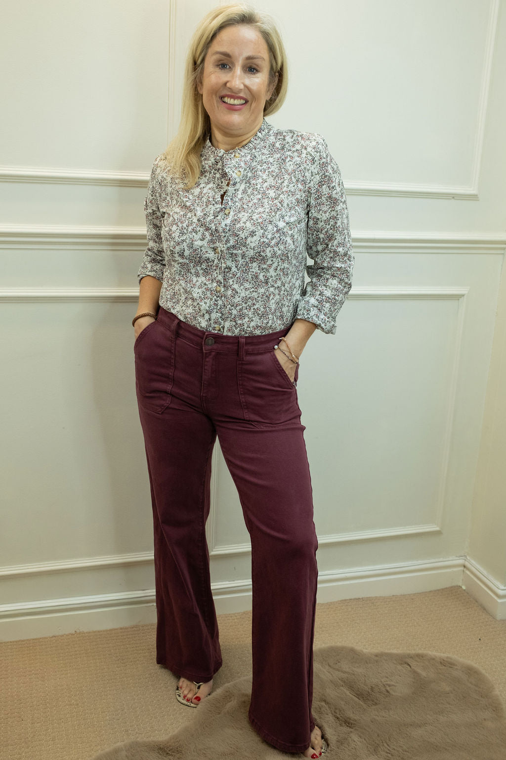 Alder Jean - Wide Leg, Burgundy