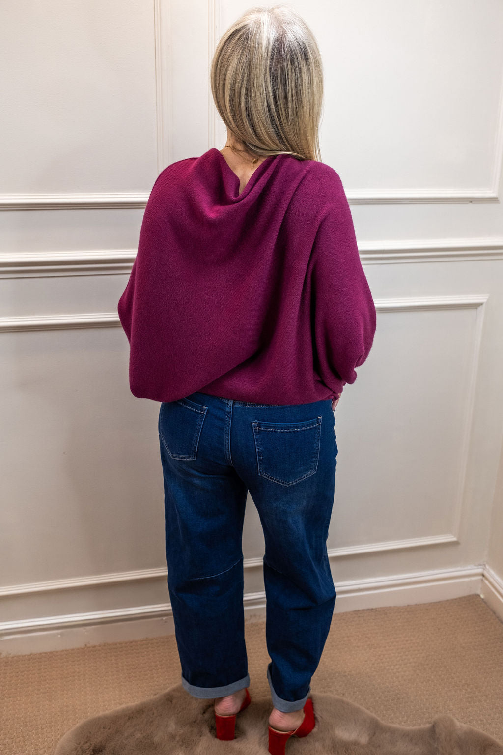 Asymmetric Knit, Burgundy