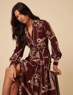 Brooklyn Midi Shirt Dress, Burgundy Print image 3