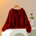 Rosie Knit  Cardigan, Burgundy image 8