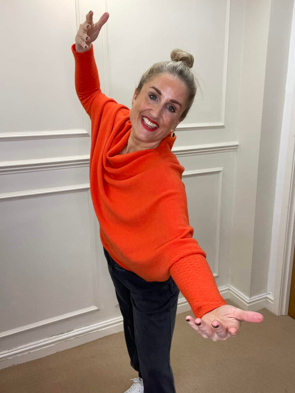 Asymmetric Knit, True Orange image 0
