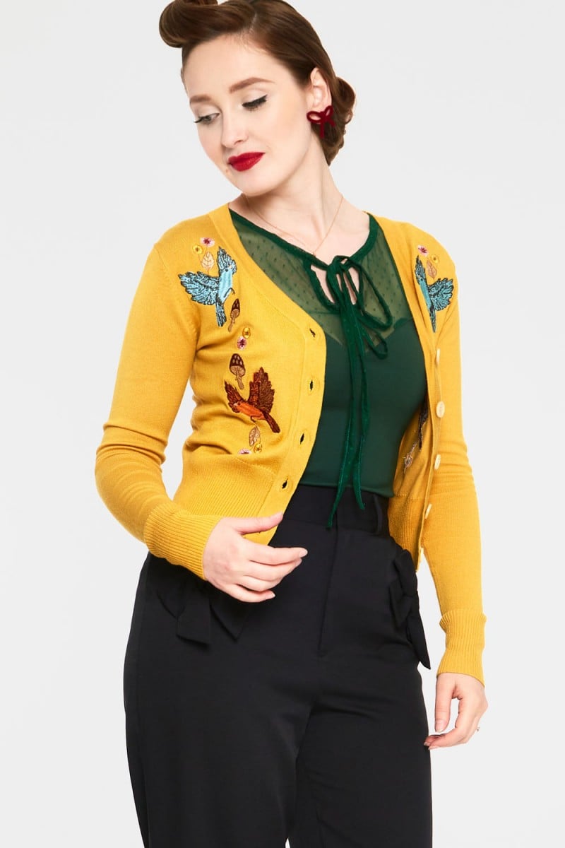 Ginny Woodland Cardigan, Mustard image 2