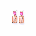 Oval Twin Gem Post Earring, Orange & Pink image 2