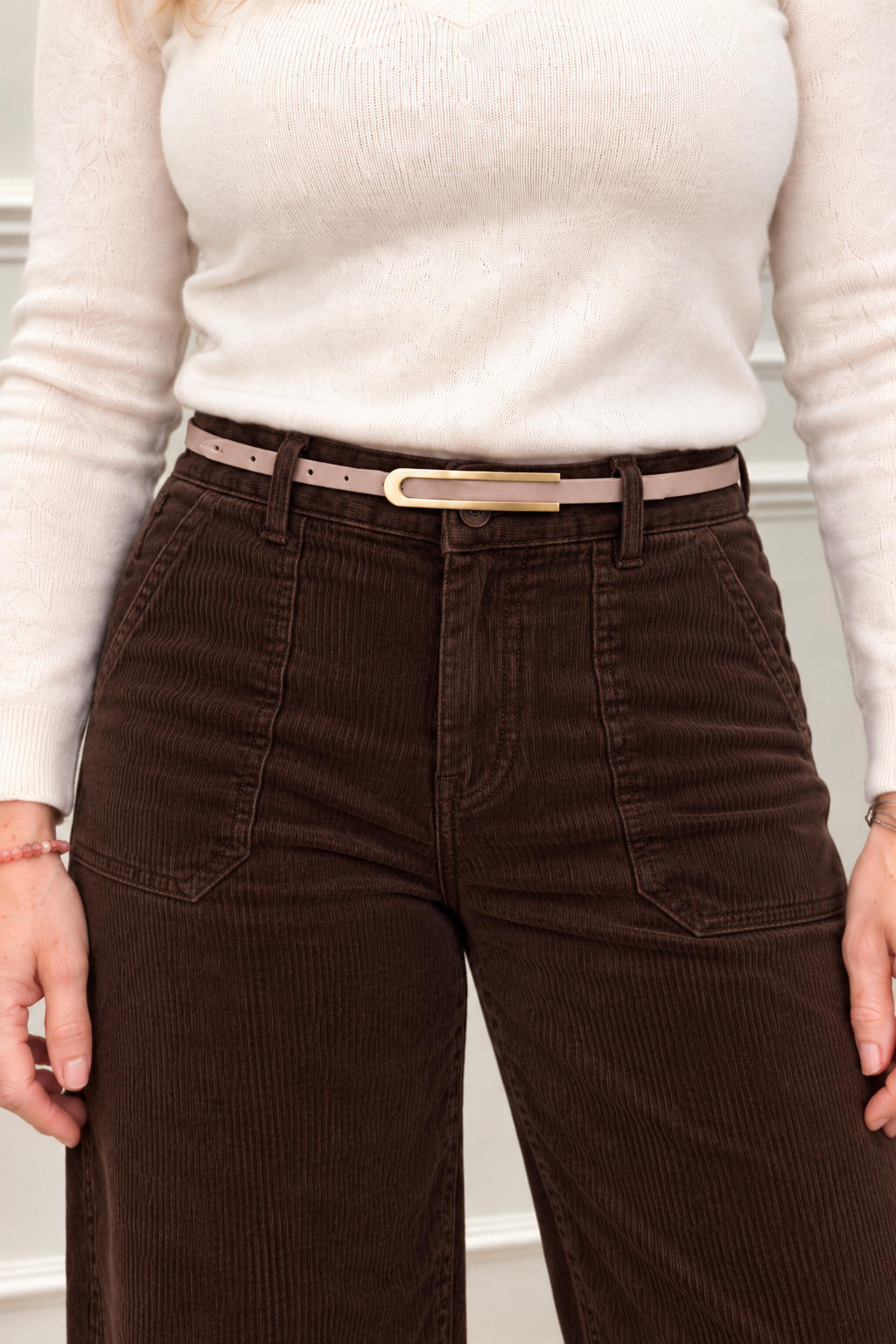 Celine Slim Belt, Blush Leather