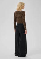 Salvi LS Lace Blouse, Dark Brown