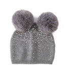 Sequin Double Pompom Hat, Silver image 0
