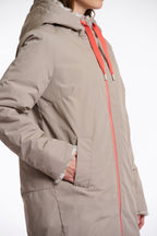 Javin Reversible Hooded Coat with Faux Fur Lining, Light Pebble and Leopard image 3