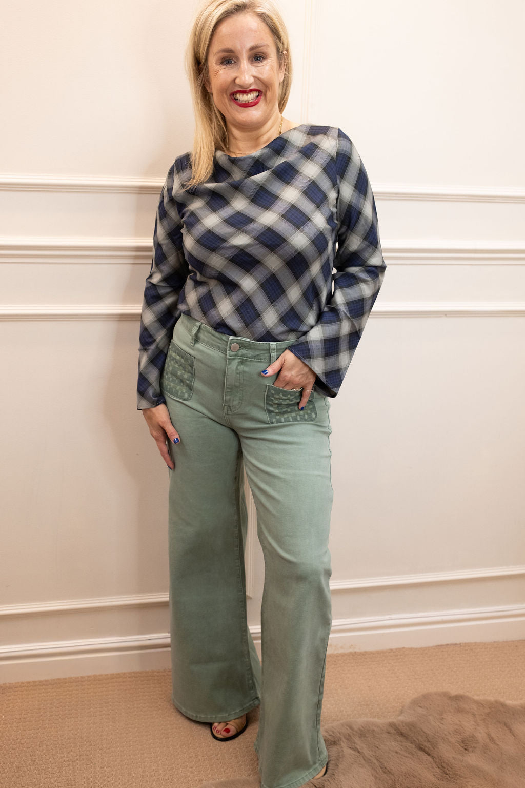Minna Wide Leg Jeans, Sage Green