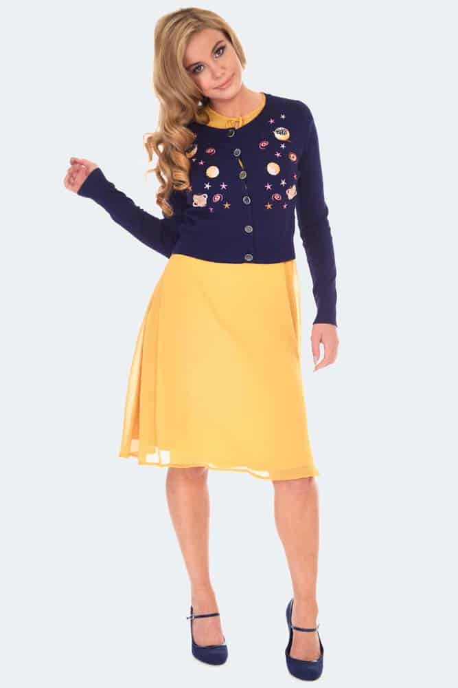 Space Chic Embroidered Cardigan, Navy image 2