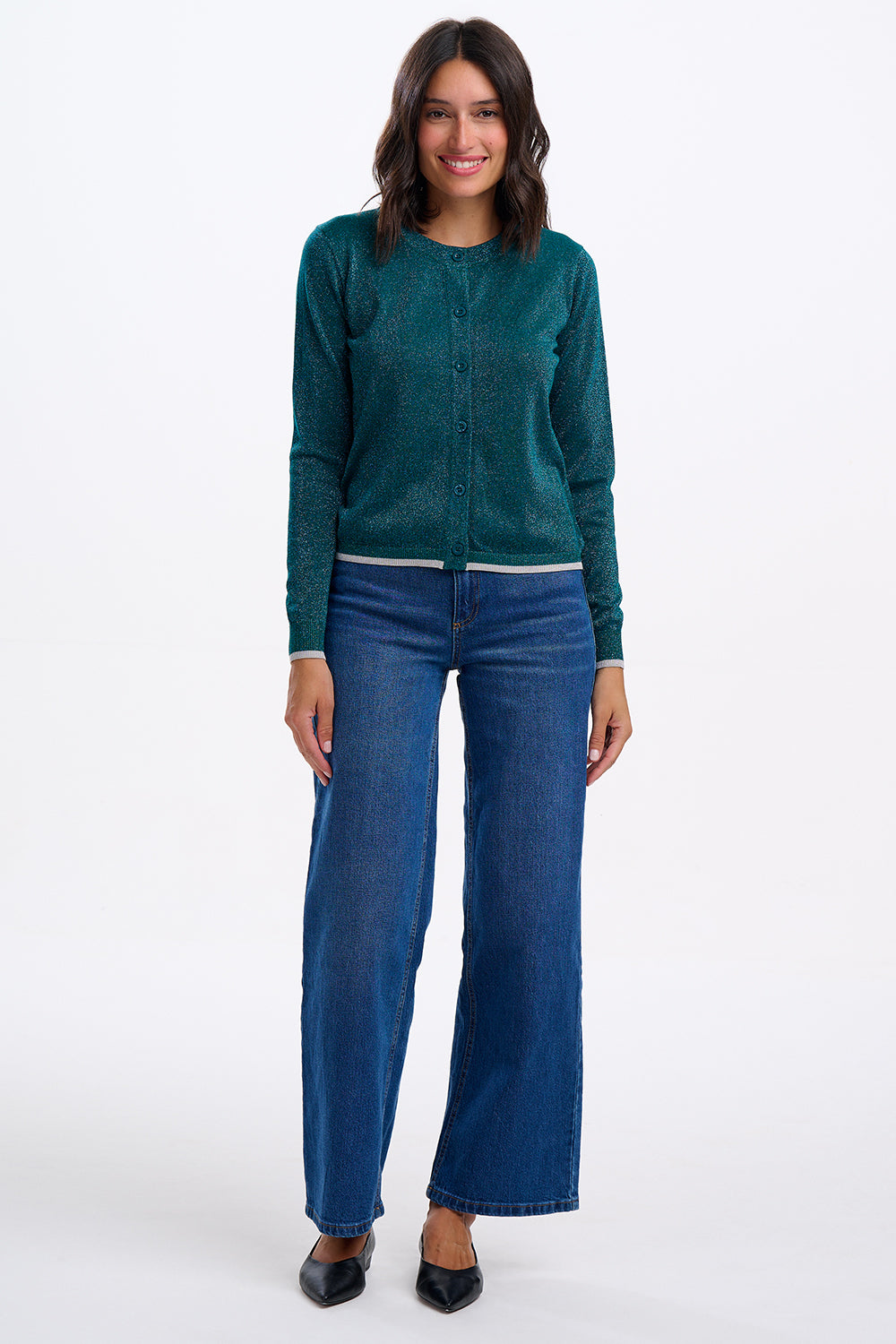 Ophilia Cardigan, Teal Sparkle image 2