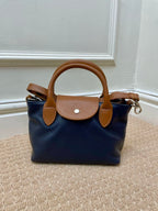 Peggy Longchamps-style Bag, Biscuit/Navy image 2