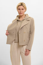 Jennifer Jacket with Detachable Hood Collar, Dusty Khaki image 1