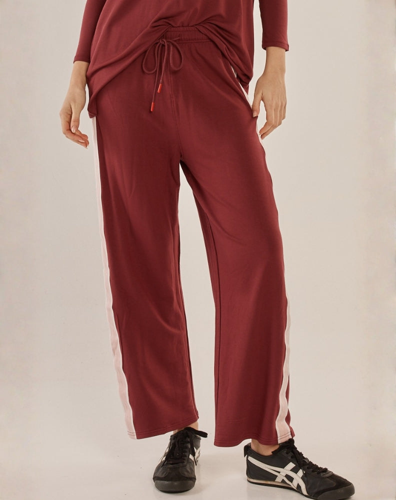 Evelyn Wide Leg Jogger, Burgundy