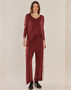 Evelyn Wide Leg Jogger, Burgundy