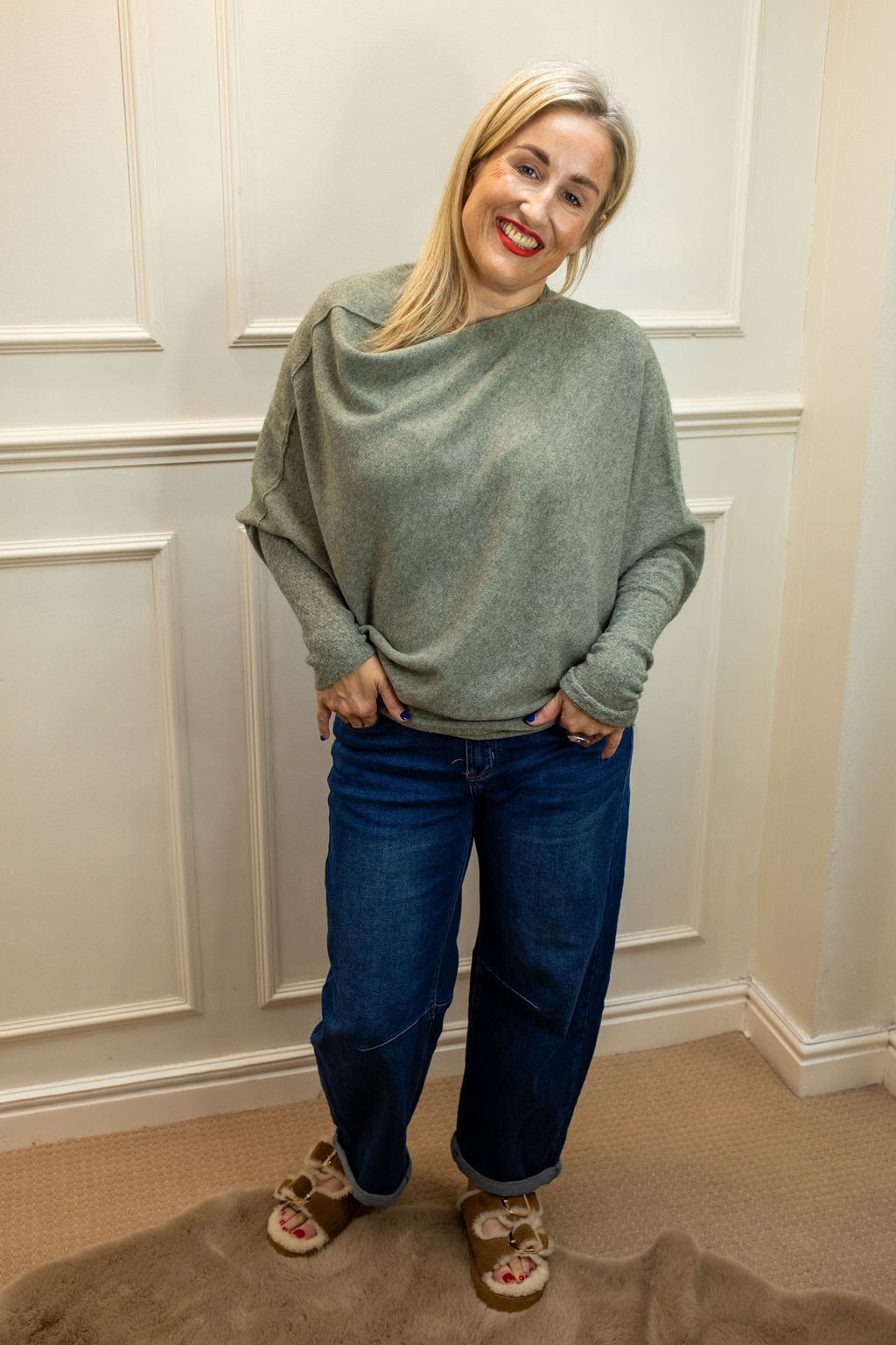 Asymmetric Knit, Moss Green