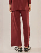 Evelyn Wide Leg Jogger, Burgundy