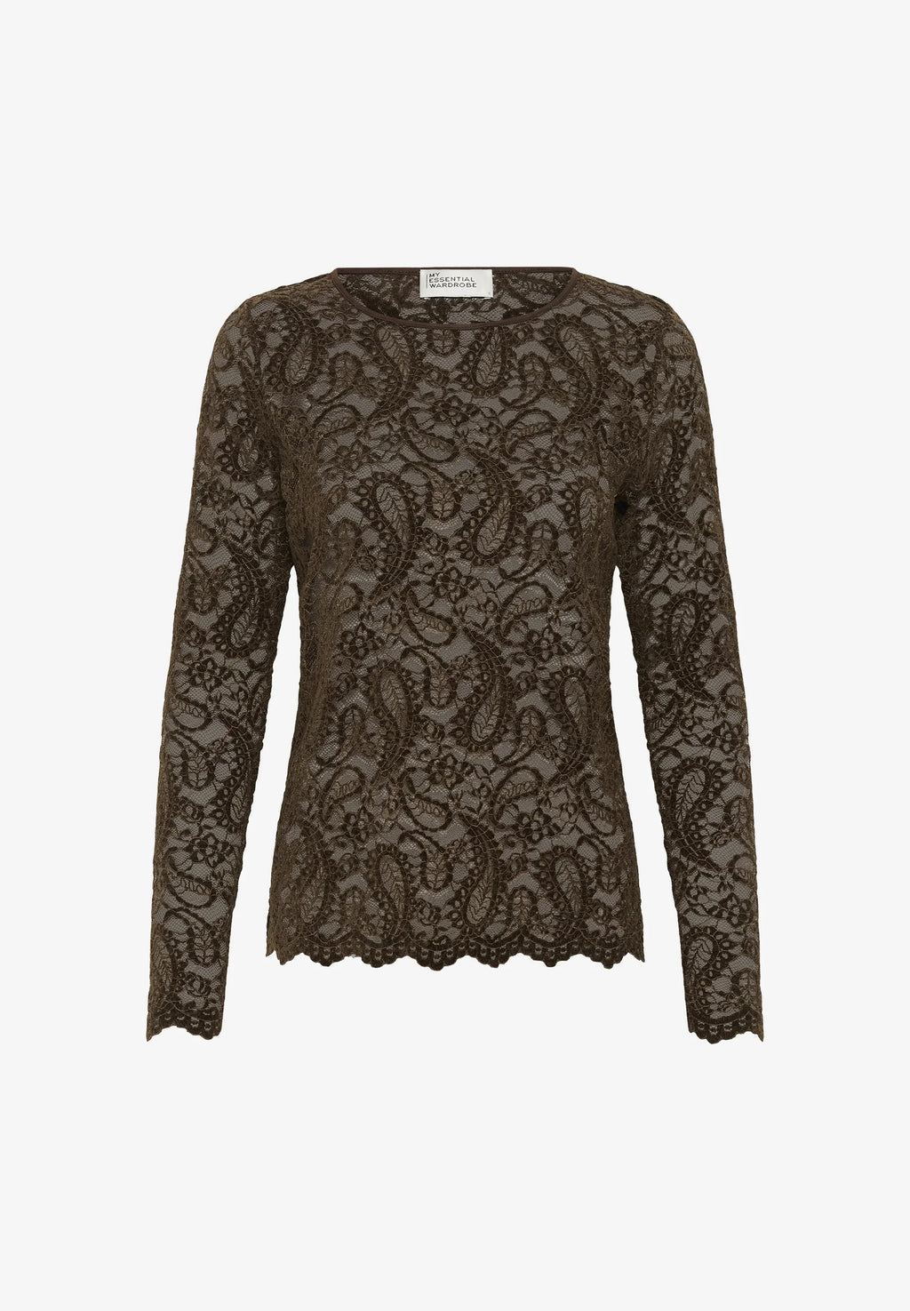 Salvi LS Lace Blouse, Dark Brown
