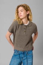 Paloma Knitted Polo, Brown Melange image 1