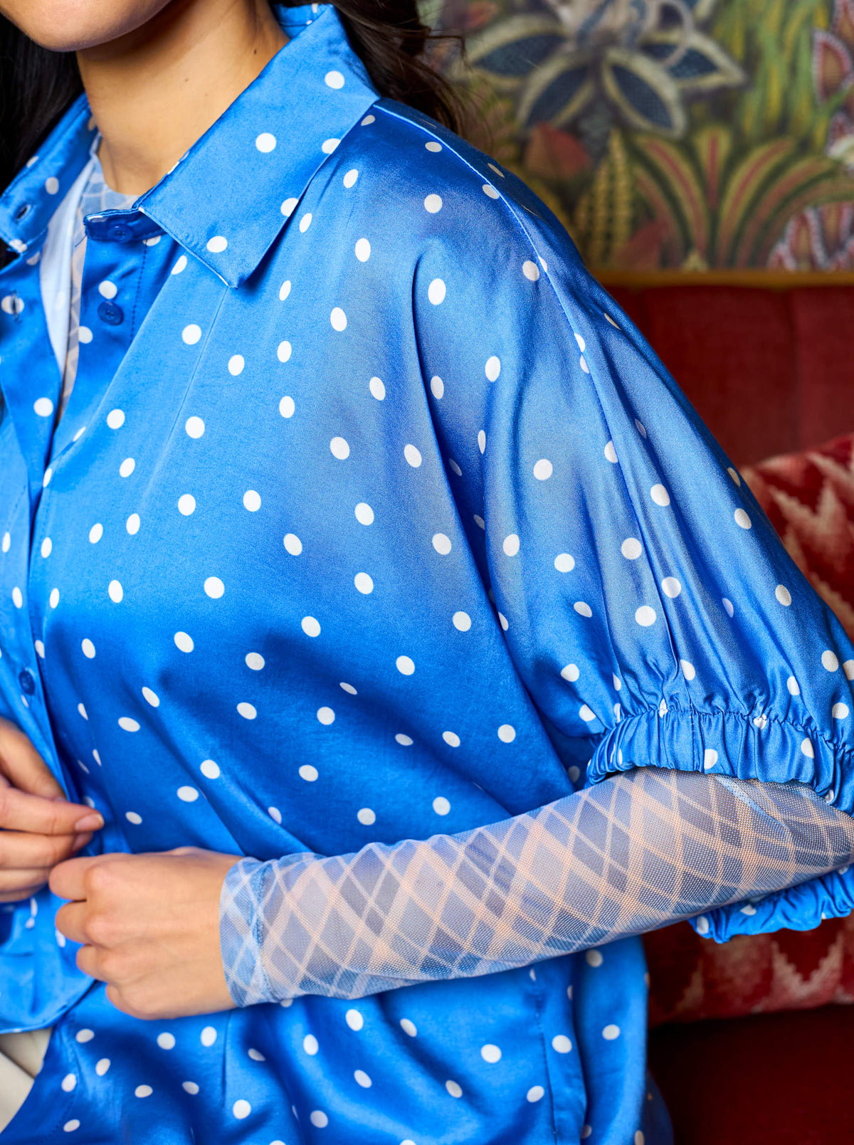 Bcanne Mesh Blouse, Blue Check