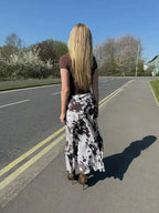 Satin Slip Skirt, Cowhide print image 2