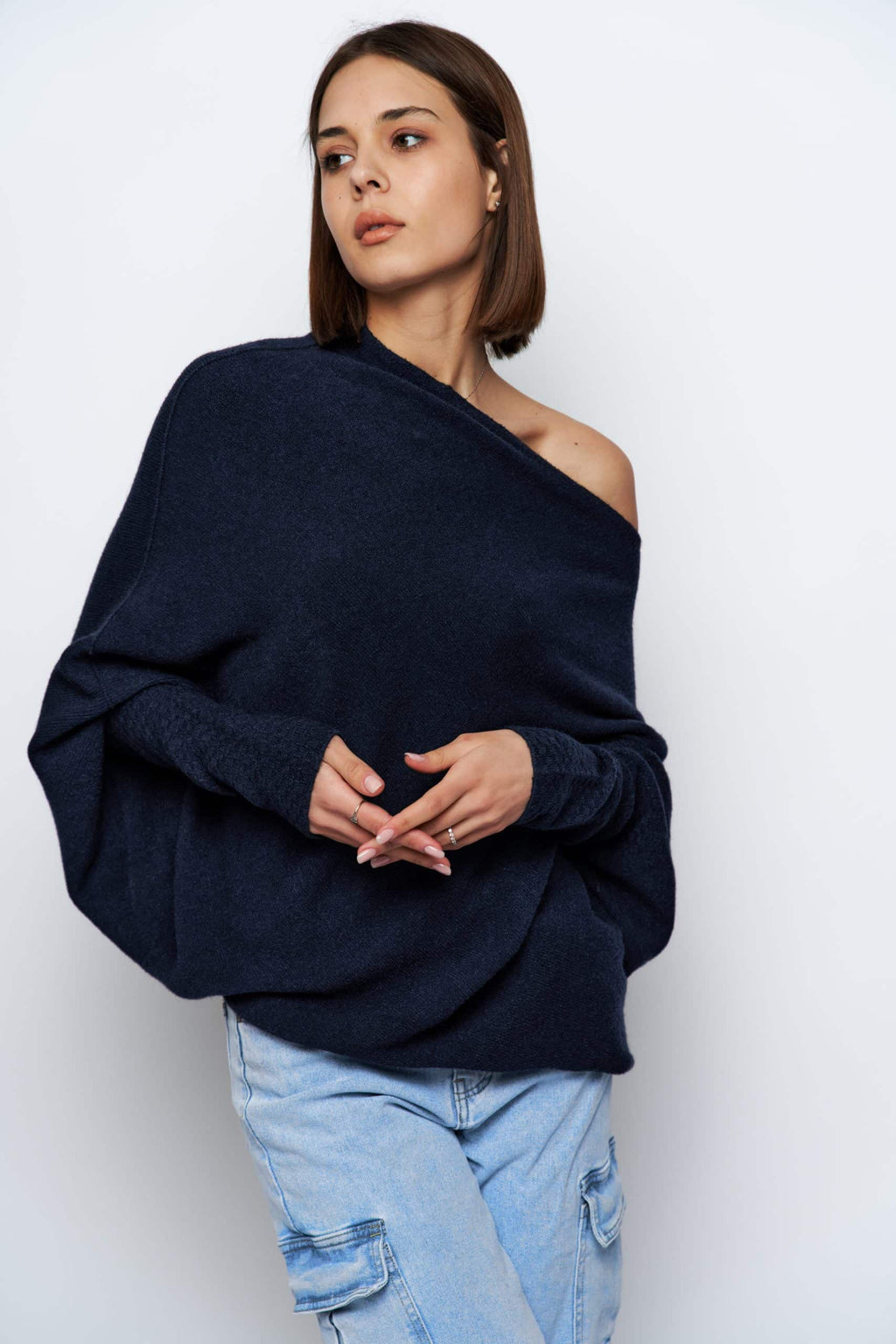 Asymmetric Knit, Navy image 3