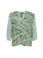 Luna Flared Sleeve Blouse, Floral Green Mix image 2