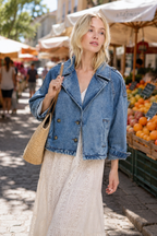 Citan Crop Trench, Blue Denim