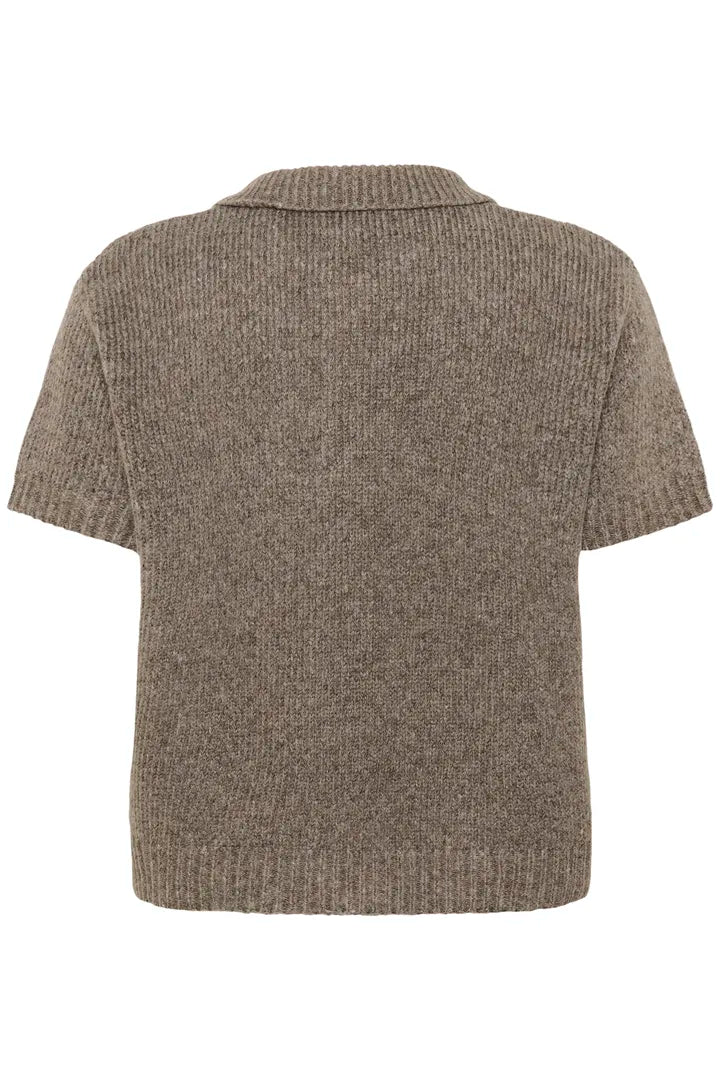 Paloma Knitted Polo, Brown Melange image 5