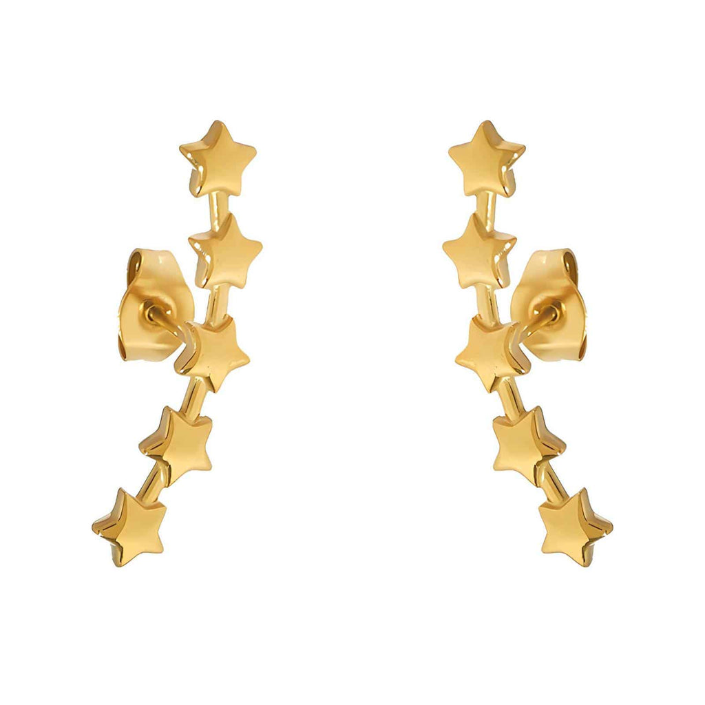 Gold-Plated Star Crawler Earrings image 0