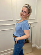 Alison Silk Front Tee Shirt, Light Blue image 2