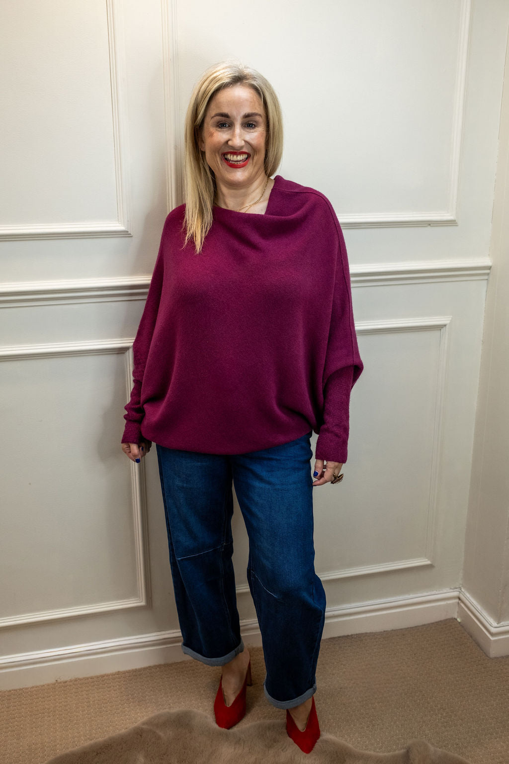 Asymmetric Knit, Burgundy