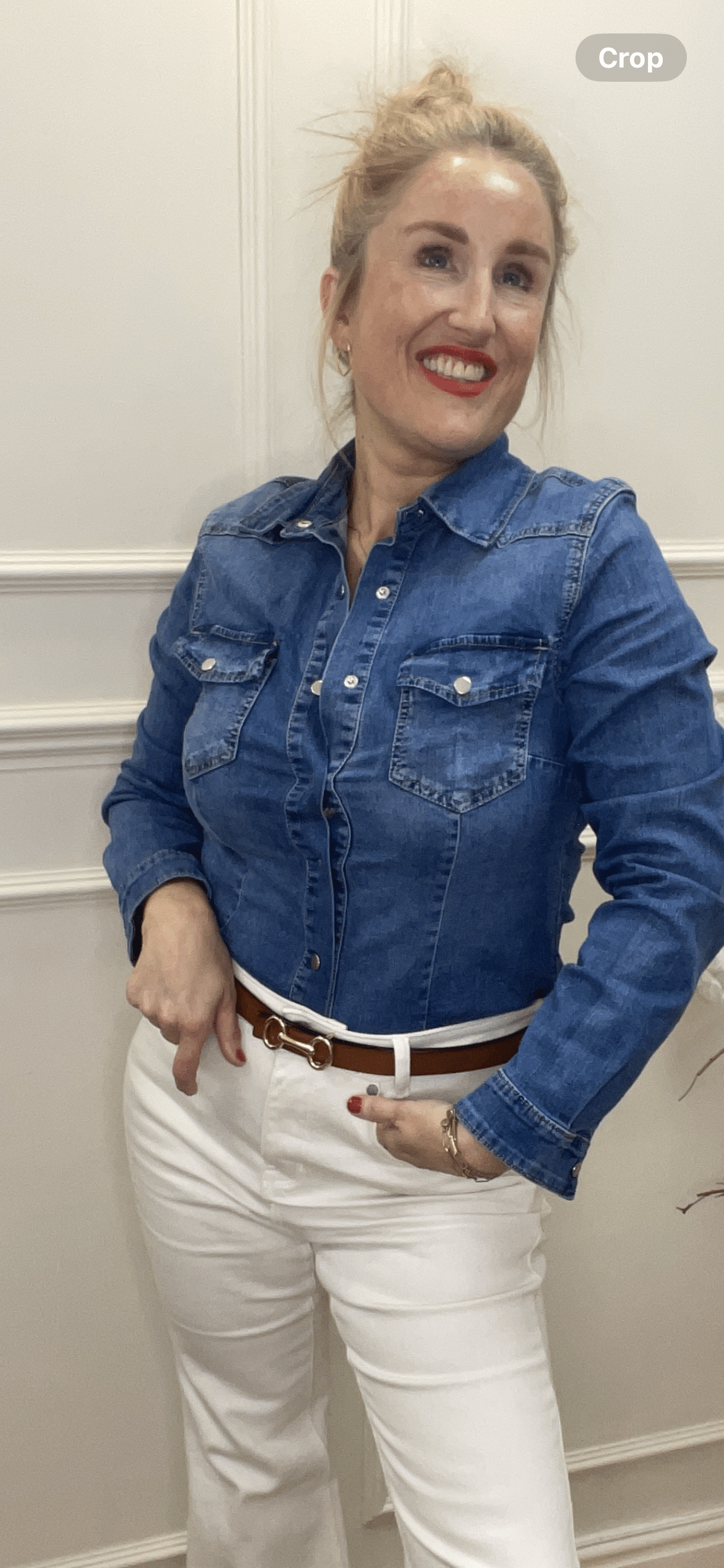 Clara Shirt, Luxe Stretch Denim image 1