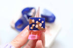 Peach Spots Blue Cube Ring image 2