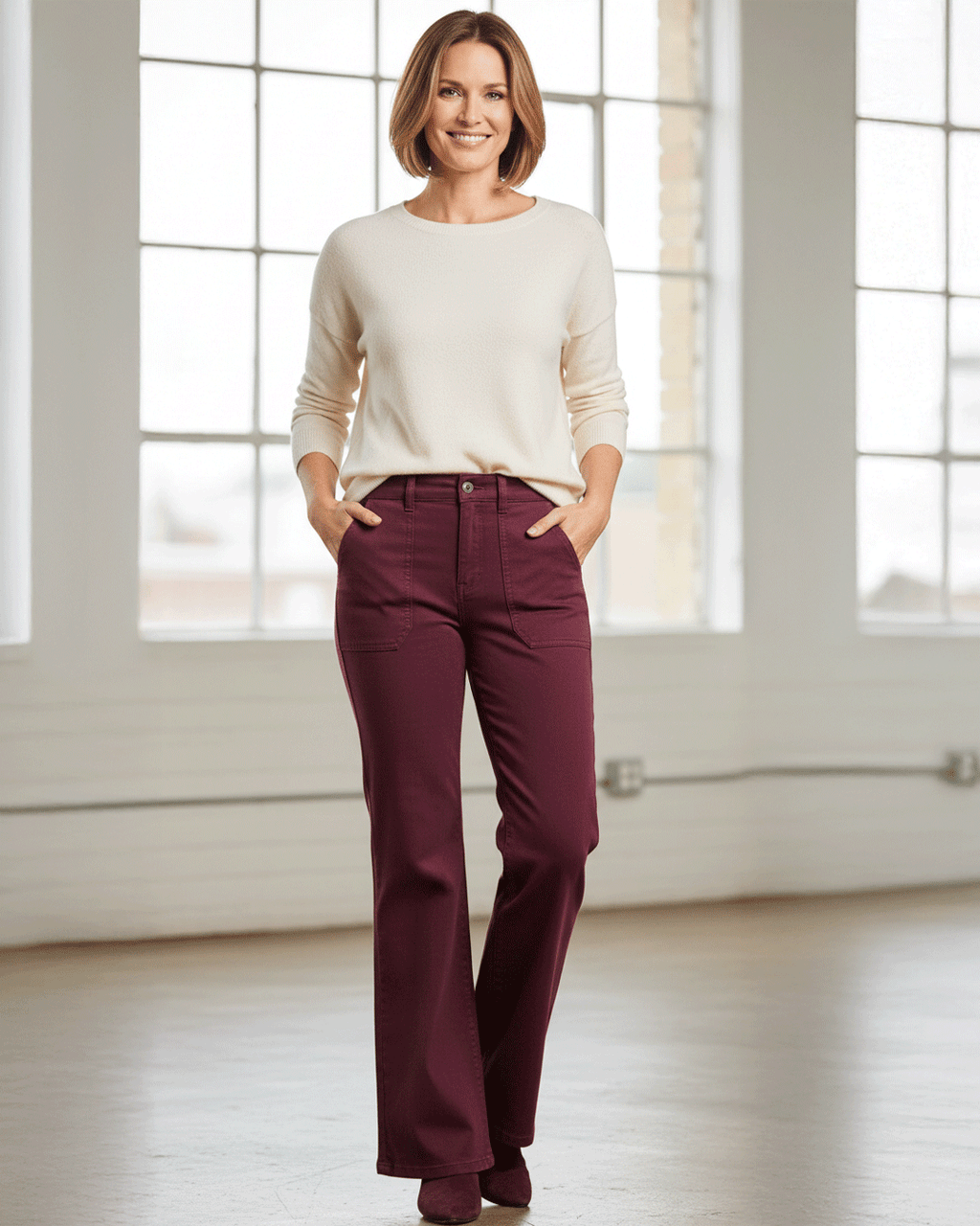 Alder Jean - Wide Leg, Burgundy image 2