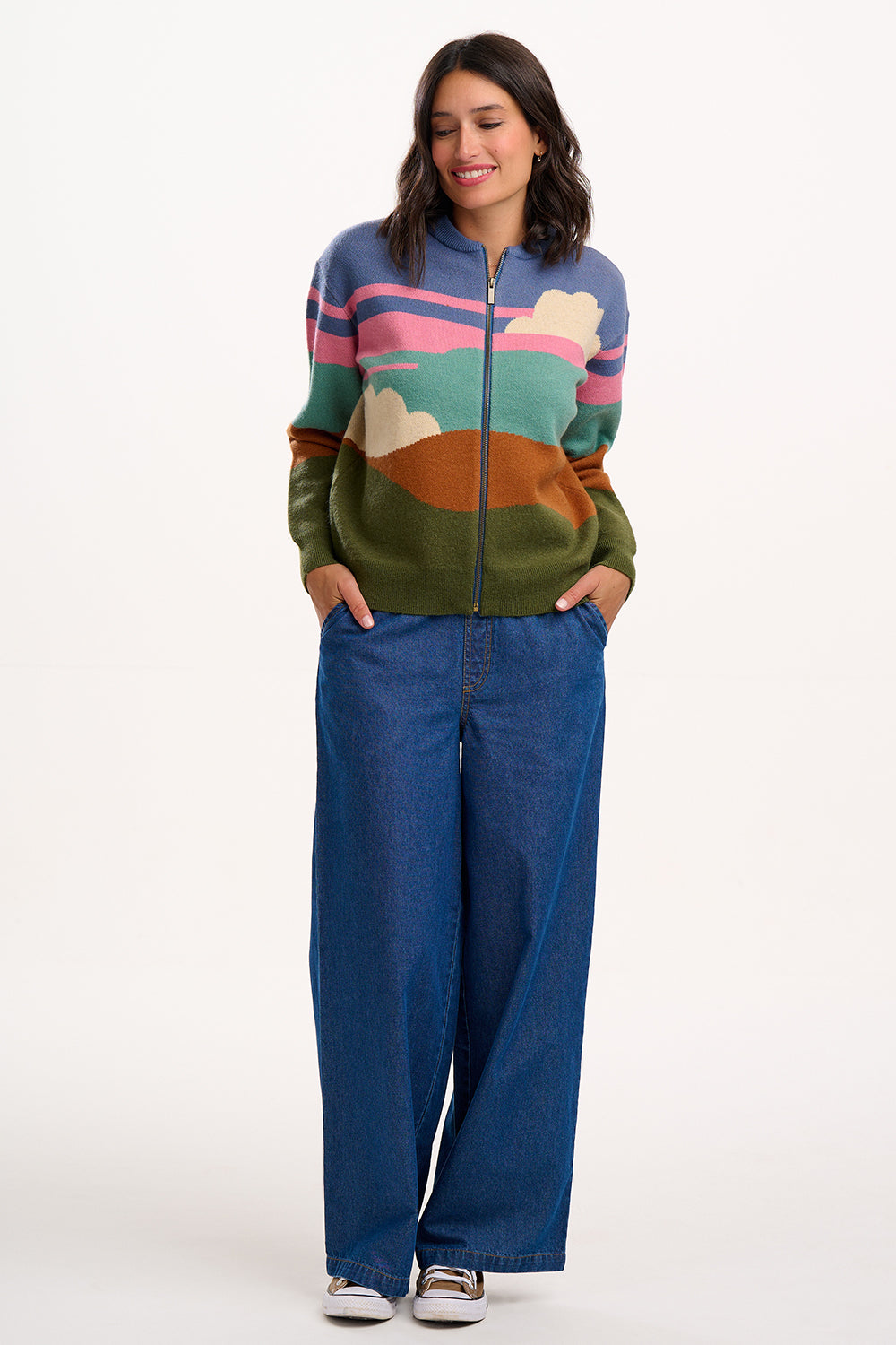 Solana Knitted Bomber, Multi, Cloudy Hills image 2