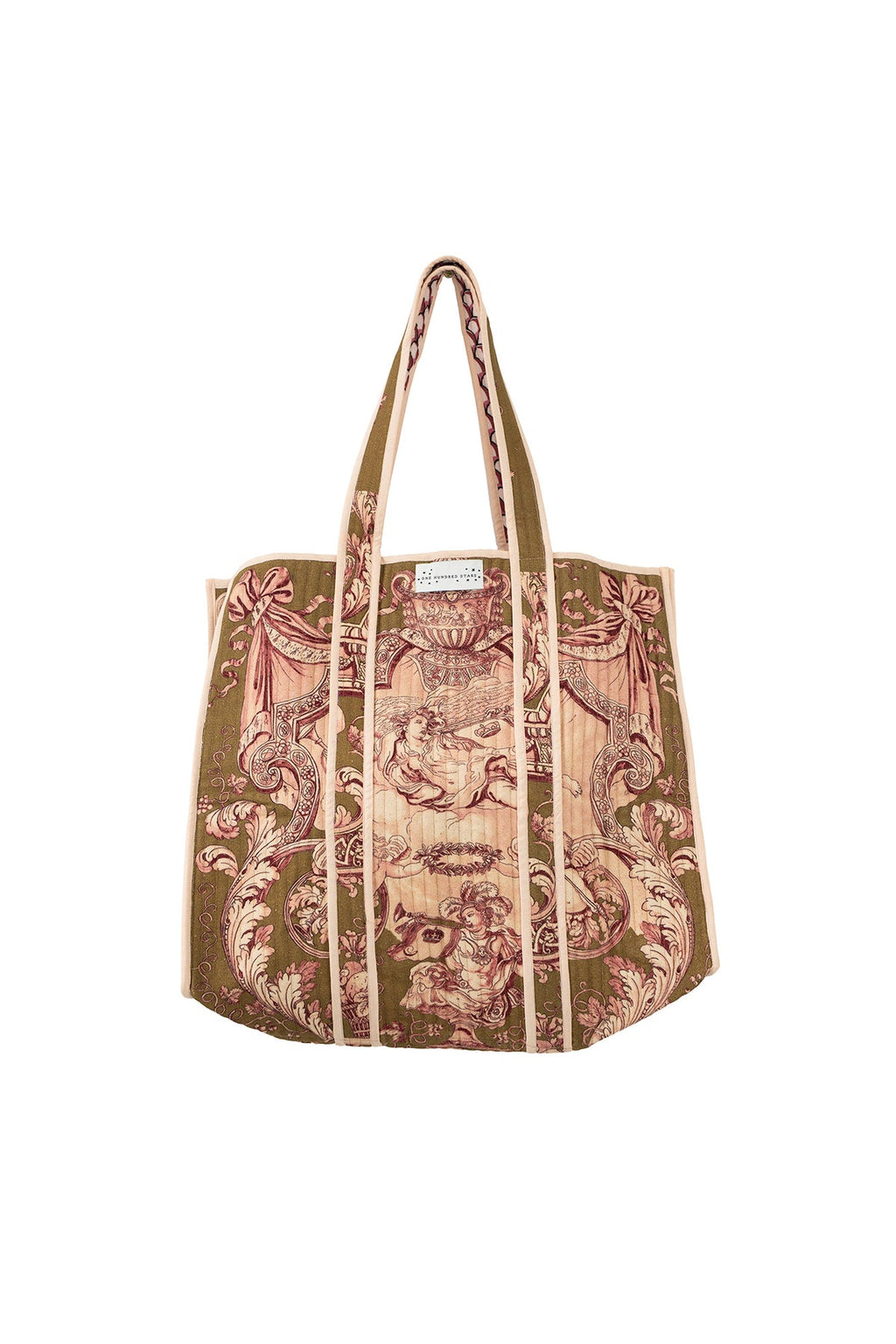 Angels Olive Canvas Quilted Tote Bag