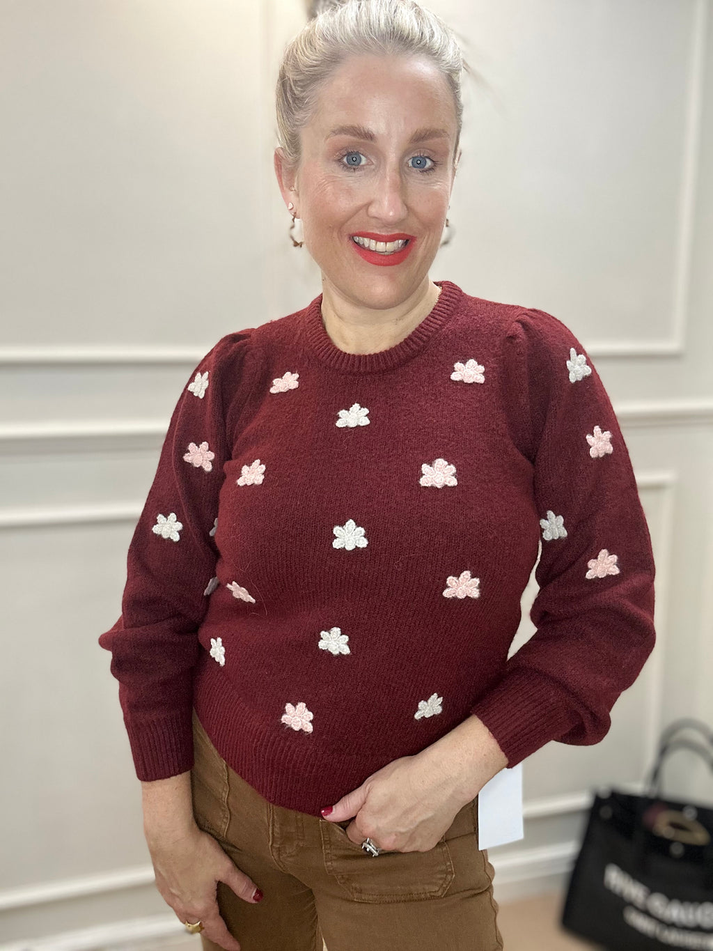 Annie Floral Yoke Jumper, Red